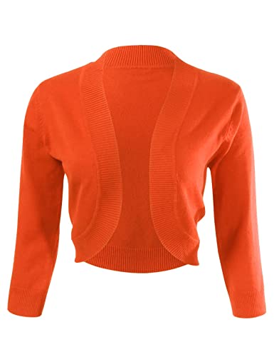 Allsense Damen 3/4-Ärmel V-Ausschnitt Cropped Bolero Shrug Cardigan, Orange/Abendrot im Zickzackmuster (Sunset Chevron), XX-Large von Allsense