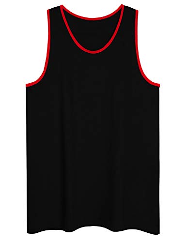 Allsense Herren Ärmelloses Tank Top - Leichtes Freizeithemd, Kontrasteinfassung schwarz rot, Mittel von Allsense