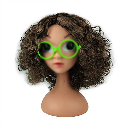 Anime Mirabel Perücken, Anime Film Encanto Cosplay Perücken, Anime Figur Kostüm Kleid Haar mit Brille, kurzes lockiges Haar verkleiden Kopf für Mädchen Kinder Maskerade von Allsmart