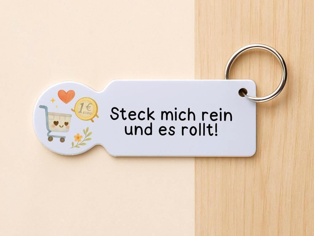 Lustiger Einkaufschip Schlüsselanhänger - „steck Mich Rein Und Es Rollt" Geschenkidee Lustiger Einkaufschip Schlüsselanhänger - „steck Mich Rein Und Es Rollt" Geschenkidee von Alltagssparen