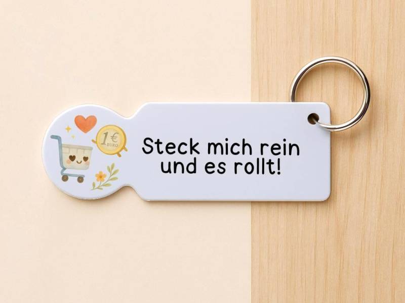 Lustiger Einkaufschip Schlüsselanhänger - „steck Mich Rein Und Es Rollt" Geschenkidee von Alltagssparen
