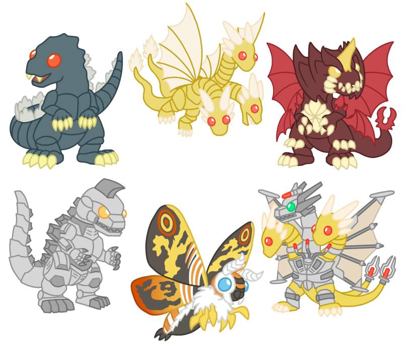 Godzilla Anhänger - King Gsidora Mothra Mecha Gsidorah Mechagodzilla Rodan Destroyah Kaiju Monster Schlüsselanhänger von AlltheDwagons