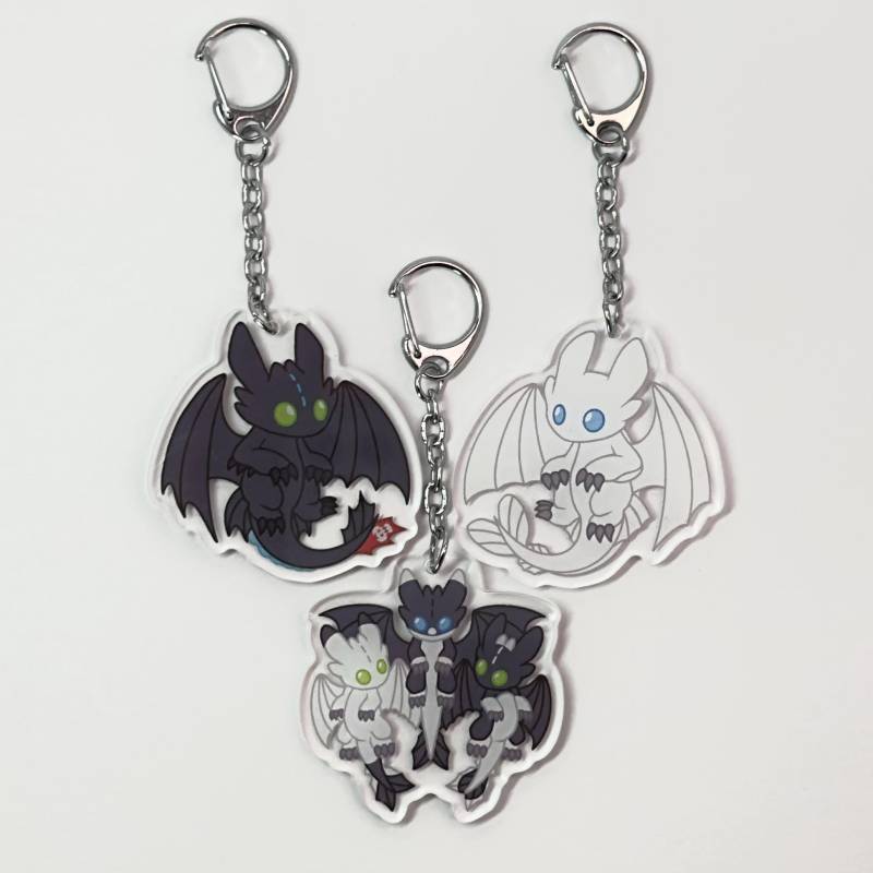 Ohnezahn Anhänger - Light Fury Nachtlichter Drachenzähmen Drachenanhänger Schlüsselanhänger von AlltheDwagons