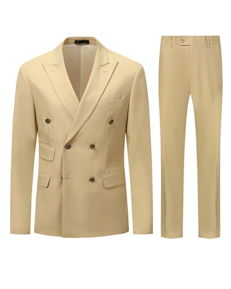Allthemen Anzug (2 tlg) mit spitzem Revers Herrenanzug Zweireihiger Hochzeitsanzug Slim Fit von Allthemen