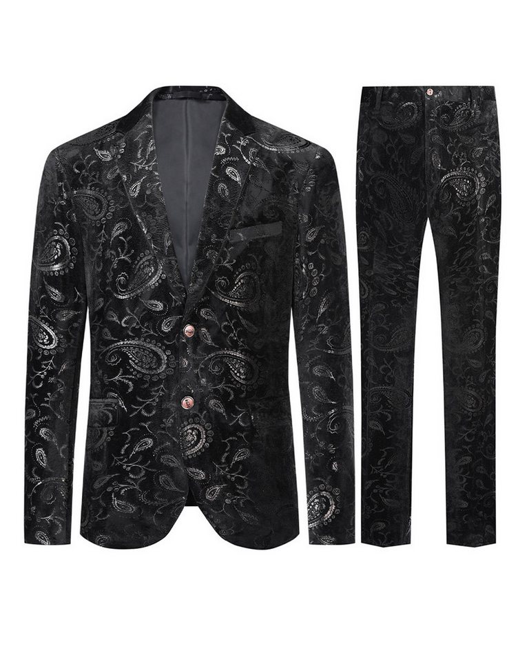 Allthemen Anzug (2 tlg, Sakko & Hose) Herren Jacquard Smoking Regular Fit Anzug für Hochzeit und Party von Allthemen