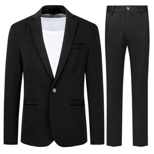Allthemen Herren Anzug Stretch 2 Teilig Herrenanzug Slim Fit Business Hochzeitsanzug für Männer Schwarz XXL Allthemen Herren Anzug Stretch 2 Teilig Herrenanzug Slim Fit Business Hochzeitsanzug für Männer Schwarz XXL von Allthemen