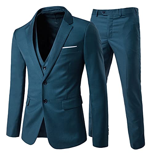 Allthemen Anzug Herren 3 Teilig Herrenanzug Slim Fit 2 Knopf Hochzeitanzug Anzüge Sakko Business Blau XXL von Allthemen