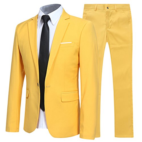 Allthemen Anzug Herren Anzüge Slim Fit 2 Teilig Business Herrenanzug Sakko Hose Gold 3XL von Allthemen