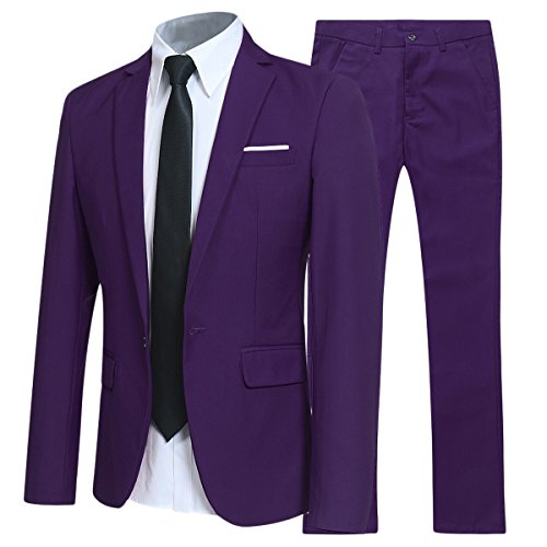 Allthemen Anzug Herren Anzüge Slim Fit 2 Teilig für Business Herrenanzug Sakko Hose Violett 3XL von Allthemen