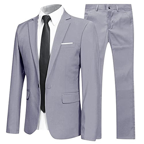 Allthemen Anzug Herren Anzüge Slim Fit 2 Teilig für Business Herrenanzug Sakko Hose Hellgrau M von Allthemen