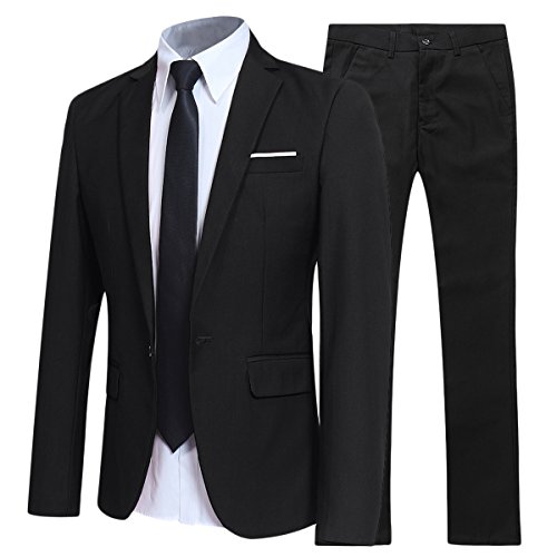 Allthemen Anzug Herren Anzüge Slim Fit 2 Teilig für Formell Herrenanzug Sakko Hose Schwarz 3XL von Allthemen