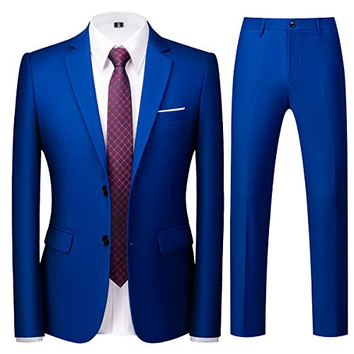 Allthemen Herren Anzug 2-teilig Slim Fit Einreihig Zwei Knöpfe Anzüge Hochzeit Business Blazer Hose Dunkelblau M von Allthemen