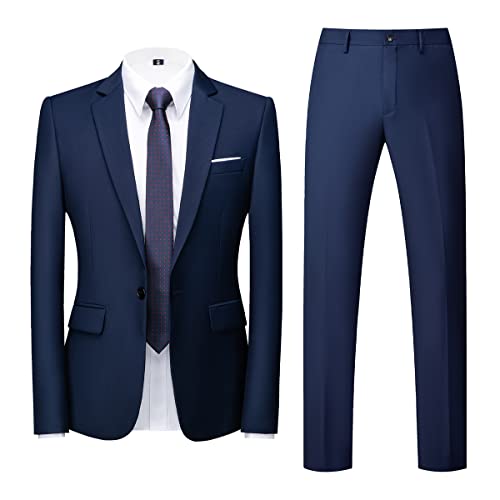 Allthemen Anzug Herren 2 Teilig Slim Fit Hochzeitanzug EIN Knopf Smoking Anzüge Sakko Hose Blau1 XXL von Allthemen