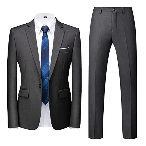 Allthemen Anzug Herren Anzug 2 Teilig Slim Fit Einreihig EIN Knopf Smoking Hochzeit Anzüge Sakko Hose Grau 3XL von Allthemen