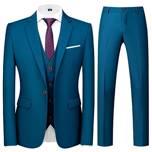 Allthemen Anzug Herren Anzug 3 Teilig Slim FIt EIN Knopf Anzüge Hochzeit Buisness Sakko Hose Blau XL von Allthemen