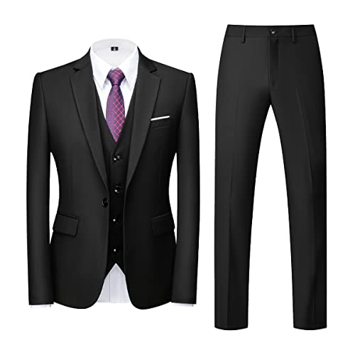 Allthemen Anzug Herren Anzug 3 Teilig Slim FIt EIN Knopf Anzüge Hochzeit Buisness Sakko Hose Schwarz M von Allthemen