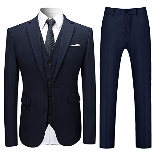 Allthemen Anzug Herren Anzug 3 Teilig Slim Fit Herrenanzug Hochzeit Anzüge Herren Modern Sakko für Business Marineblau M von Allthemen