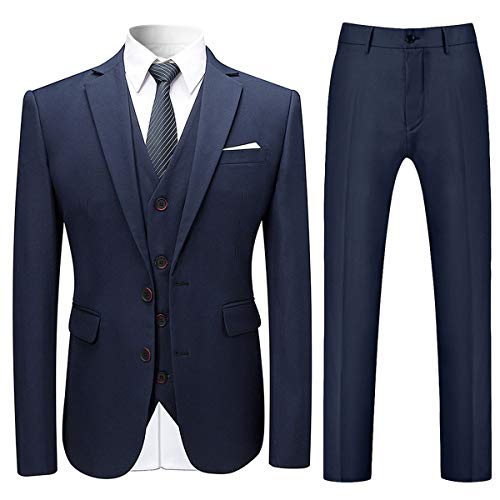 Allthemen Anzug Herren Anzug 3 Teilig Slim Fit Herrenanzug Hochzeit Anzüge Herren Modern Sakko für Business Marineblau XL von Allthemen