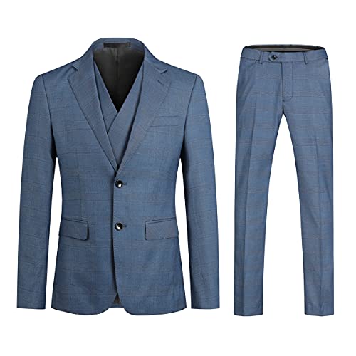 Allthemen Anzug Herren Anzug Gestreift 3 Teilig Slim Fit Anzüge Herrenanzüge Business Hochzeit #631 Blau M von Allthemen