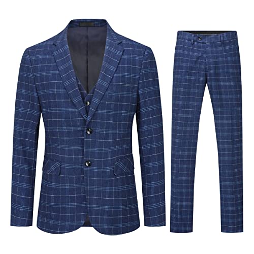 Allthemen Anzug Herren Anzug Gestreift 3 Teilig Slim Fit Anzüge Herrenanzüge für Business Hochzeit #6248 Blau L von Allthemen