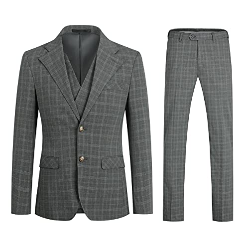 Allthemen Anzug Herren Anzug Gestreift 3 Teilig Slim Fit Anzüge Herrenanzüge für Business Hochzeit #630 Grau XL von Allthemen