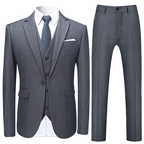 Allthemen Anzug Herren Anzug Slim Fit 3 Teilig Herrenanzug 3-Teilig Anzüge Herren Modern Sakko Business Hochzeit Grau 3XL von Allthemen