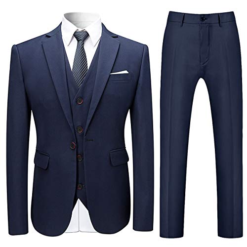 Allthemen Anzug Herren Anzug Slim Fit 3 Teilig Herrenanzug 3-Teilig Anzüge Herren Modern Sakko Business Hochzeit Marineblau XL von Allthemen