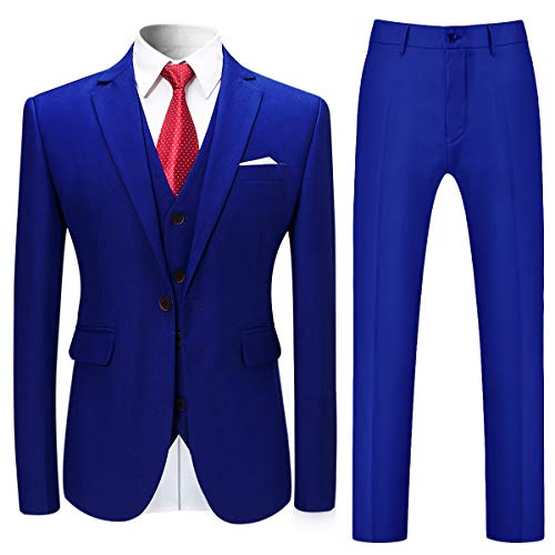 Allthemen Anzug Herren Anzug Slim Fit 3 Teilig Herrenanzug 3-Teilig Anzüge Herren Modern Sakko für Business Hochzeit Blau M von Allthemen