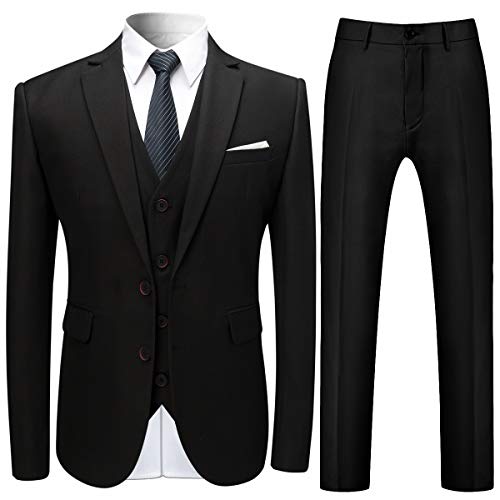 Allthemen Anzug Herren Anzug 3 Teilig Slim Fit Herrenanzug Hochzeit Anzüge Herren Modern Sakko für Business Schwarz XL von Allthemen