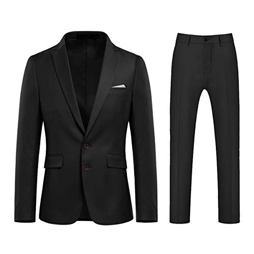 Allthemen Anzug Herren Anzug Slim Fit Herrenanzug Anzüge Herren Modern Sakko für Business Hochzeit Schwarz XS von Allthemen