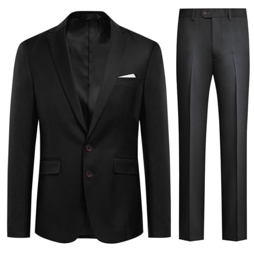 Allthemen Anzug Herren Anzug Slim Fit Herrenanzug Anzüge Herren Modern Sakko für Business Hochzeit Schwarz XS von Allthemen