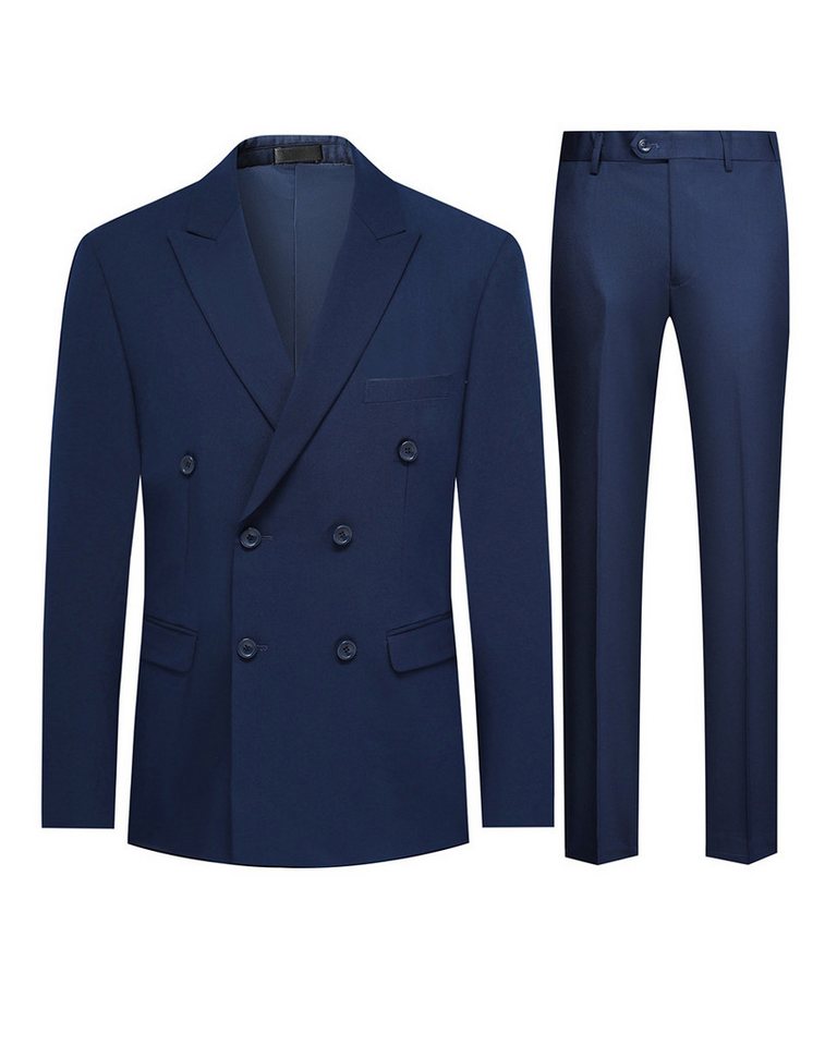 Allthemen Anzug Herren zweireihiger Businessanzug Slim Fit Hochzeitsanzug von Allthemen