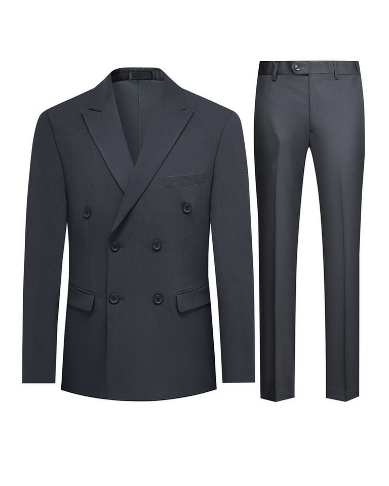 Allthemen Anzug Herren zweireihiger Businessanzug Slim Fit Hochzeitsanzug von Allthemen