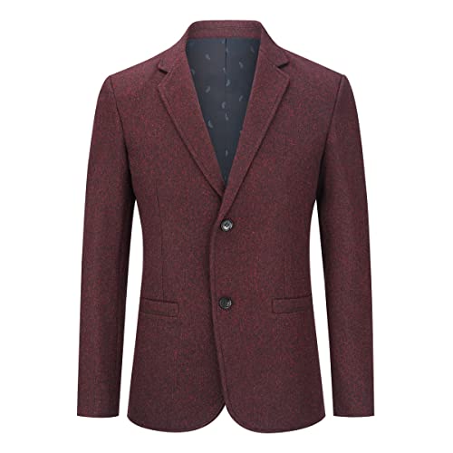 Allthemen Anzugjacke Herren Slim Fit 2 Knöpfe Sakko Sportlich Blazer Business Hochzeit Freizeit Rot M von Allthemen