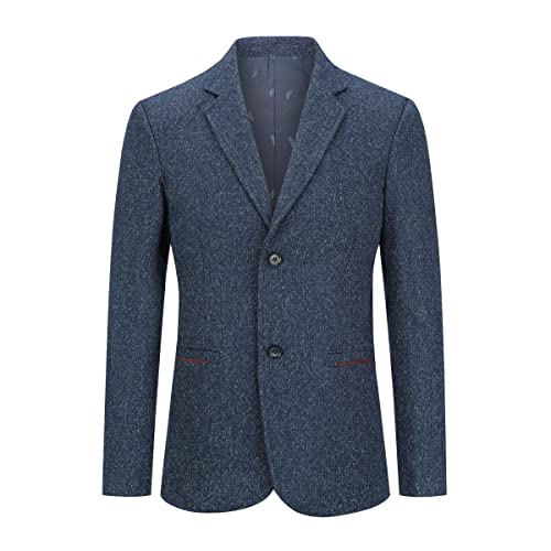 Allthemen Anzugjacke Herren Slim Fit 2 Knöpfe Sakko Sportlich Blazer für Business Hochzeit Freizeit Blau L von Allthemen