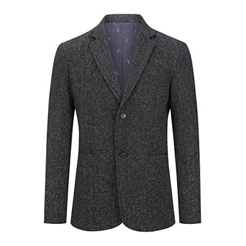 Allthemen Anzugjacke Herren Slim Fit 2 Knöpfe Sakko Sportlich Blazer für Business Hochzeit Freizeit Dunkelgrau L von Allthemen