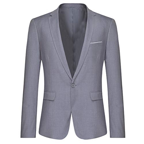 Allthemen Anzugjacke Herren Slim Fit Sakko EIN Knopf Blazer für Business Hochzeit Hellgrau L von Allthemen