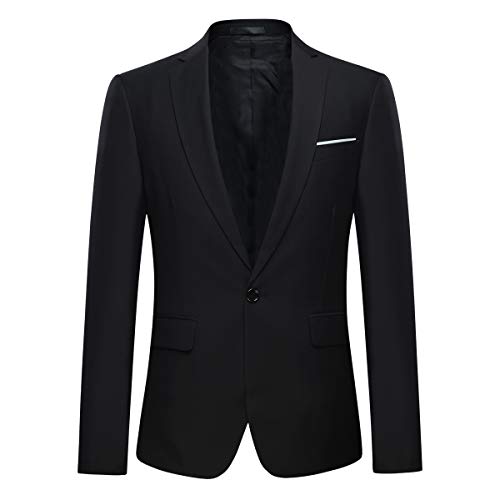 Allthemen Anzugjacke Herren Slim Fit Sakko EIN Knopf Blazer für Business Hochzeit Schwarz 3XL von Allthemen