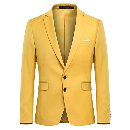 Allthemen Anzugjacke Herren Slim Fit Sakko Modern Blazer für Business Hochzeit Freizeit Gelb M von Allthemen