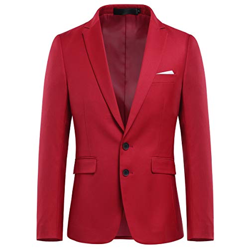 Allthemen Anzugjacke Herren Slim Fit Sakko Modern Blazer für Business Hochzeit Freizeit Rot M von Allthemen