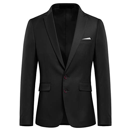 Allthemen Anzugjacke Herren Slim Fit Sakko Modern Blazer für Business Hochzeit Freizeit Schwarz XS von Allthemen