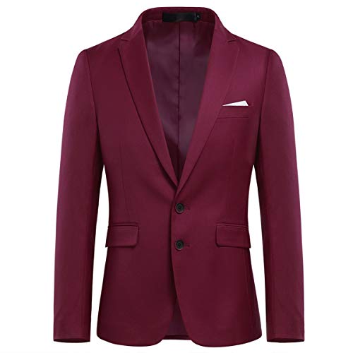 Allthemen Anzugjacke Herren Slim Fit Sakko Modern Blazer für Business Hochzeit Freizeit Weinrot 3XL von Allthemen