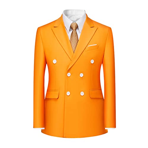 Allthemen Anzugjacke Herren Zweireihige Sakko Slim Fit Anzug Blazer für Business Hochzeit Orange XXL von Allthemen