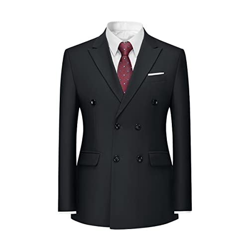 Allthemen Anzugjacke Herren Zweireihige Sakko Slim Fit Anzug Blazer für Business Hochzeit Schwarz M von Allthemen