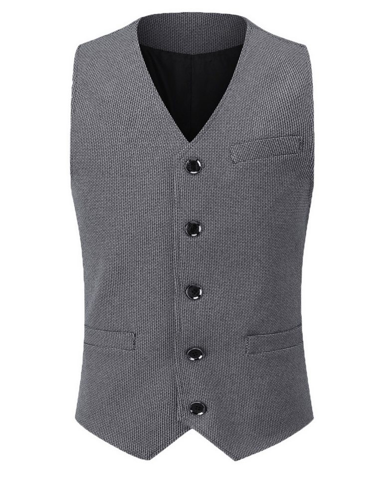 Allthemen Anzugweste Herren Anzugweste Herringbone V-Ausschnitt Wollweste für Hochzeit von Allthemen