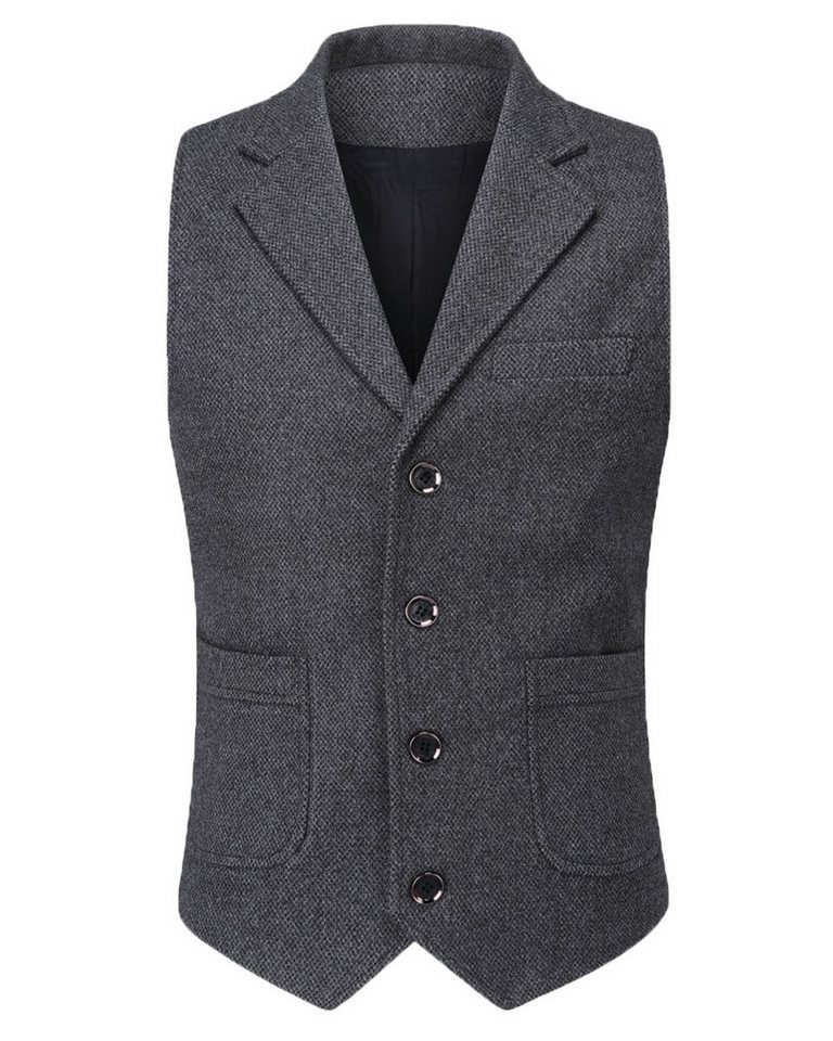 Allthemen Anzugweste Herren Weste mit Reverskragen Anzugweste aus Tweed von Allthemen