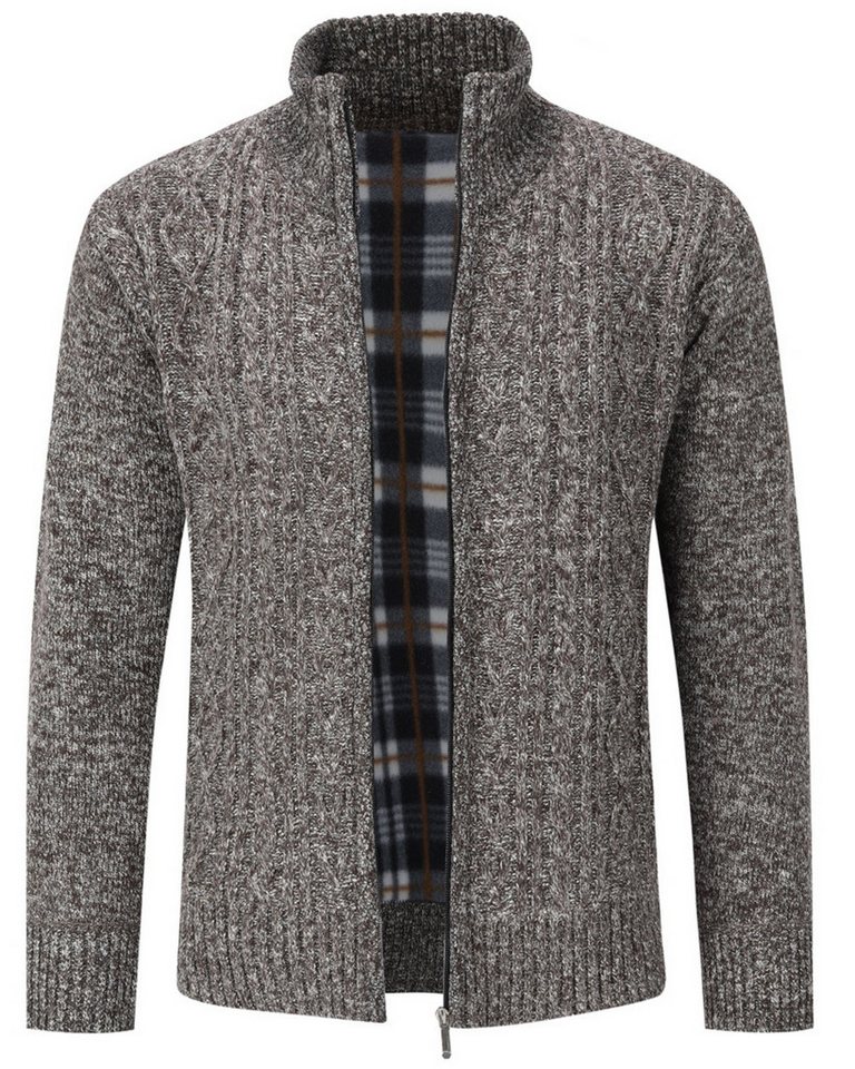 Allthemen Cardigan mit Stehkragen Herren warme Strickjacke von Allthemen