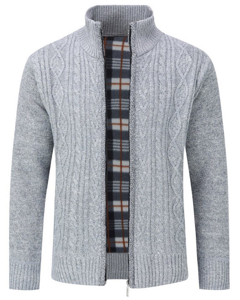 Allthemen Cardigan mit Stehkragen Herren warme Strickjacke von Allthemen