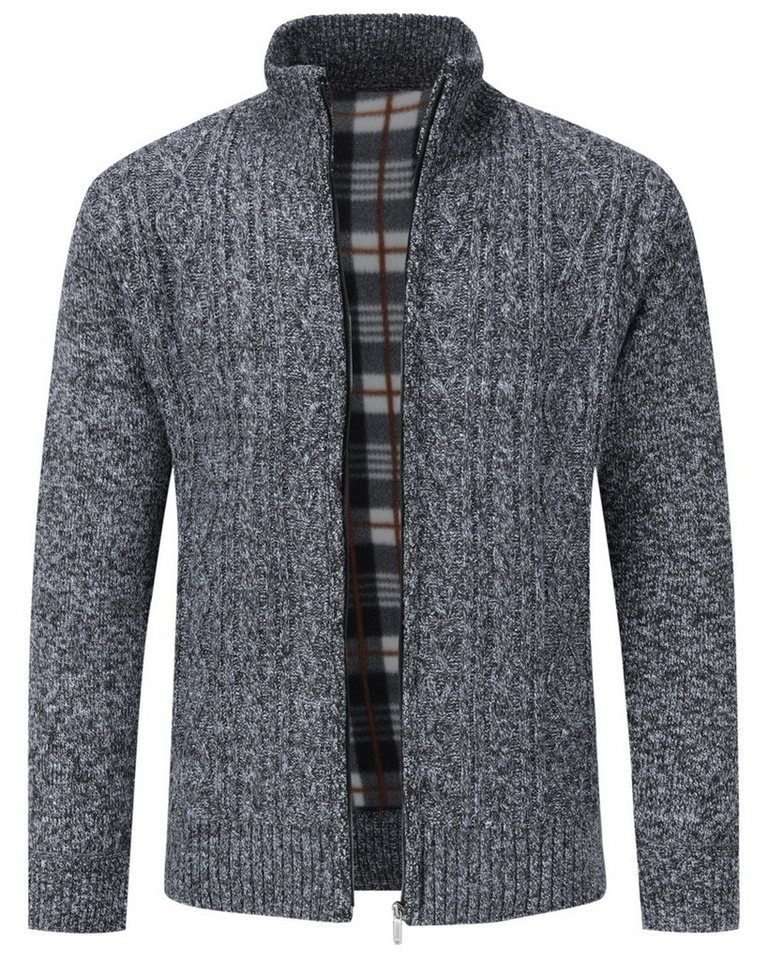 Allthemen Cardigan mit Stehkragen Herren warme Strickjacke von Allthemen