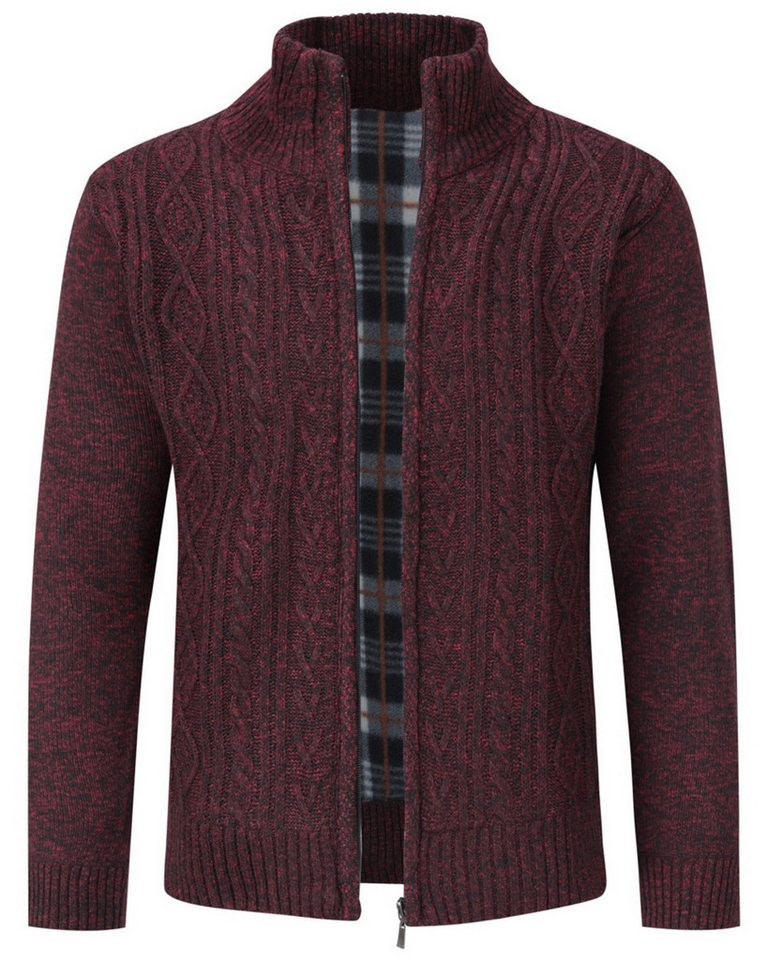 Allthemen Cardigan mit Stehkragen Herren warme Strickjacke von Allthemen